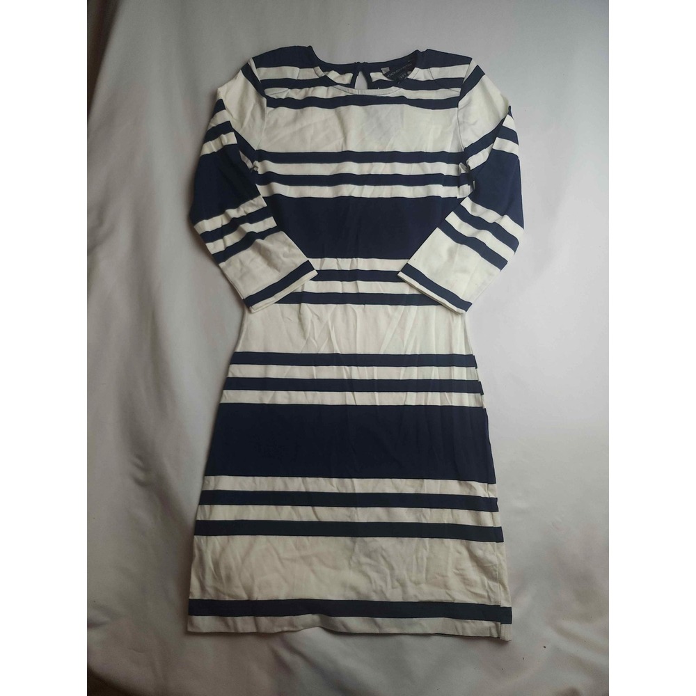 French Connection Navy White‎ Striped 3/4 Sleeve Sheath Dress Size 4